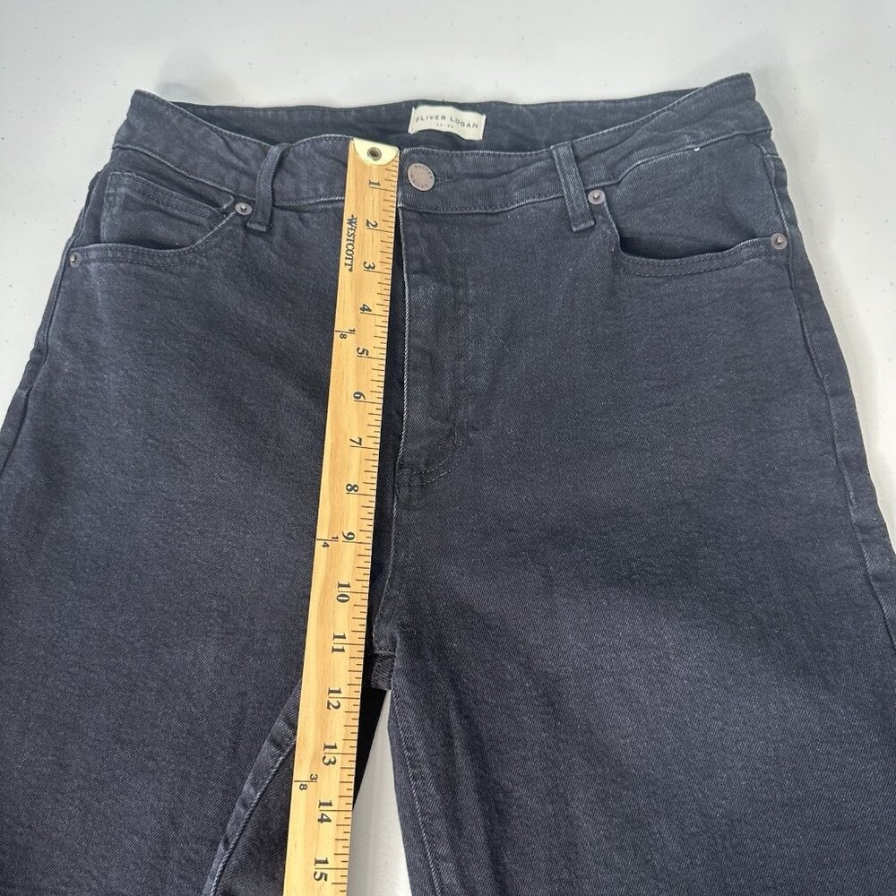 Oliver Logan Jeans Size 31 Black Denim Wide Leg Crop Raw Hem - Picture 7 of 10